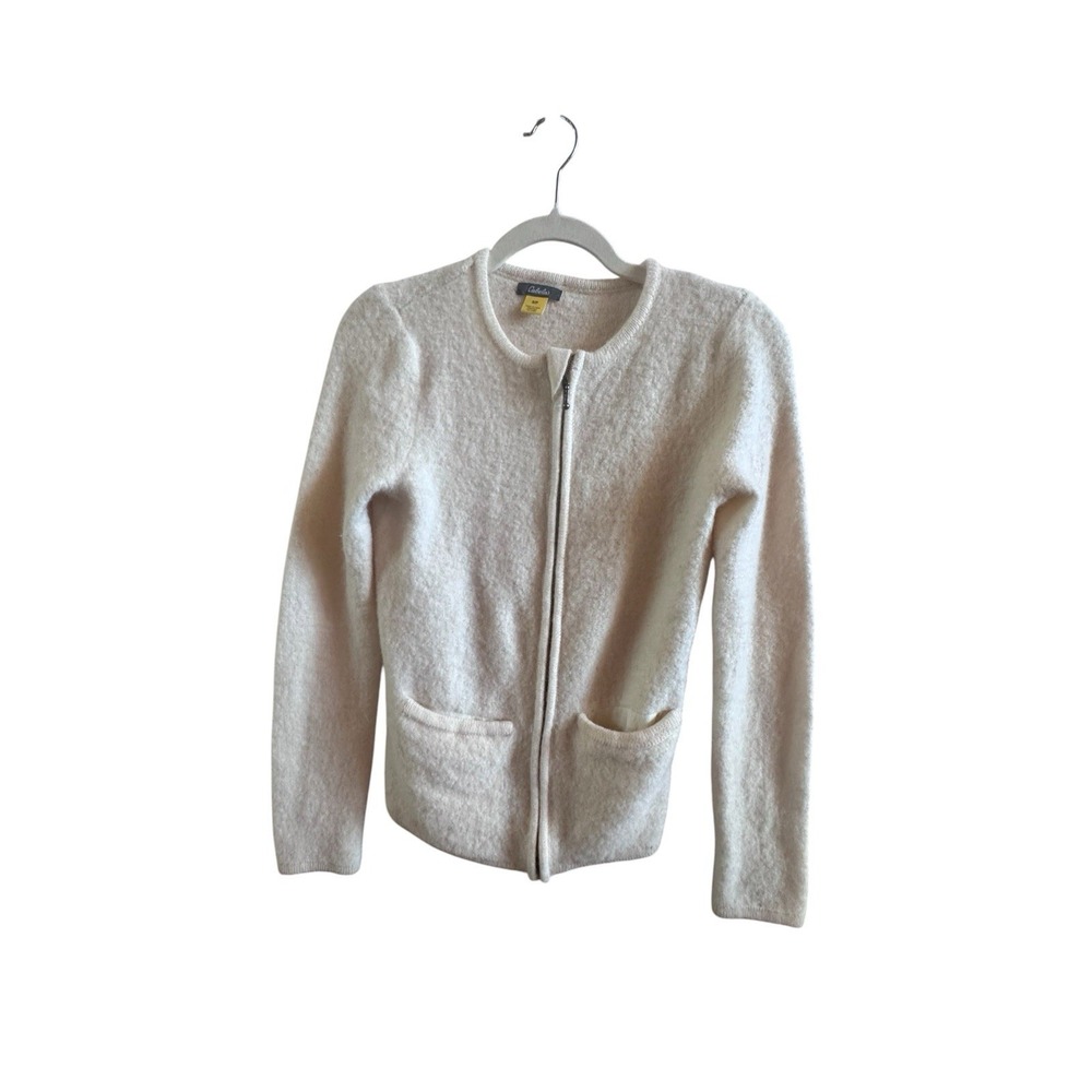 Cabela's Cream Colored Boiled Wool Short Blazer Women's Small Full Zip Classic